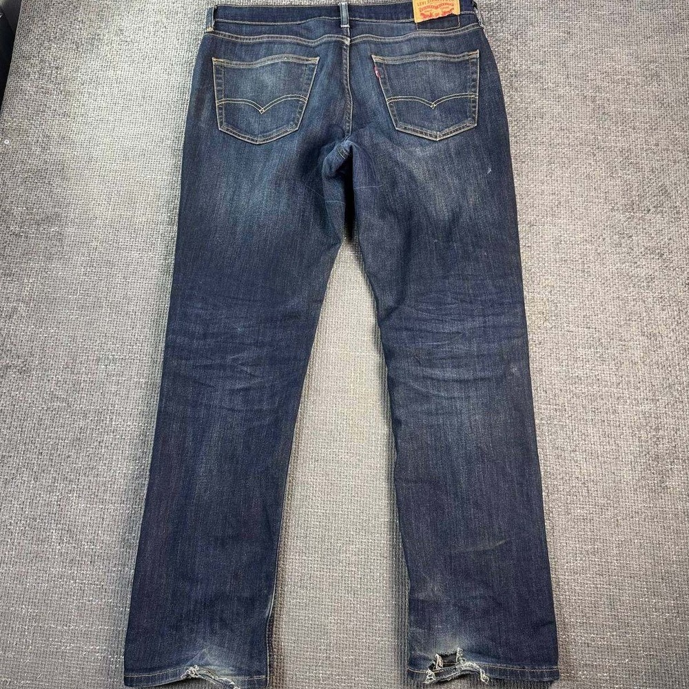 Levis 511 Slim Fit Jeans Mens 38x33 Dark Wash Distressed Indigo Denim